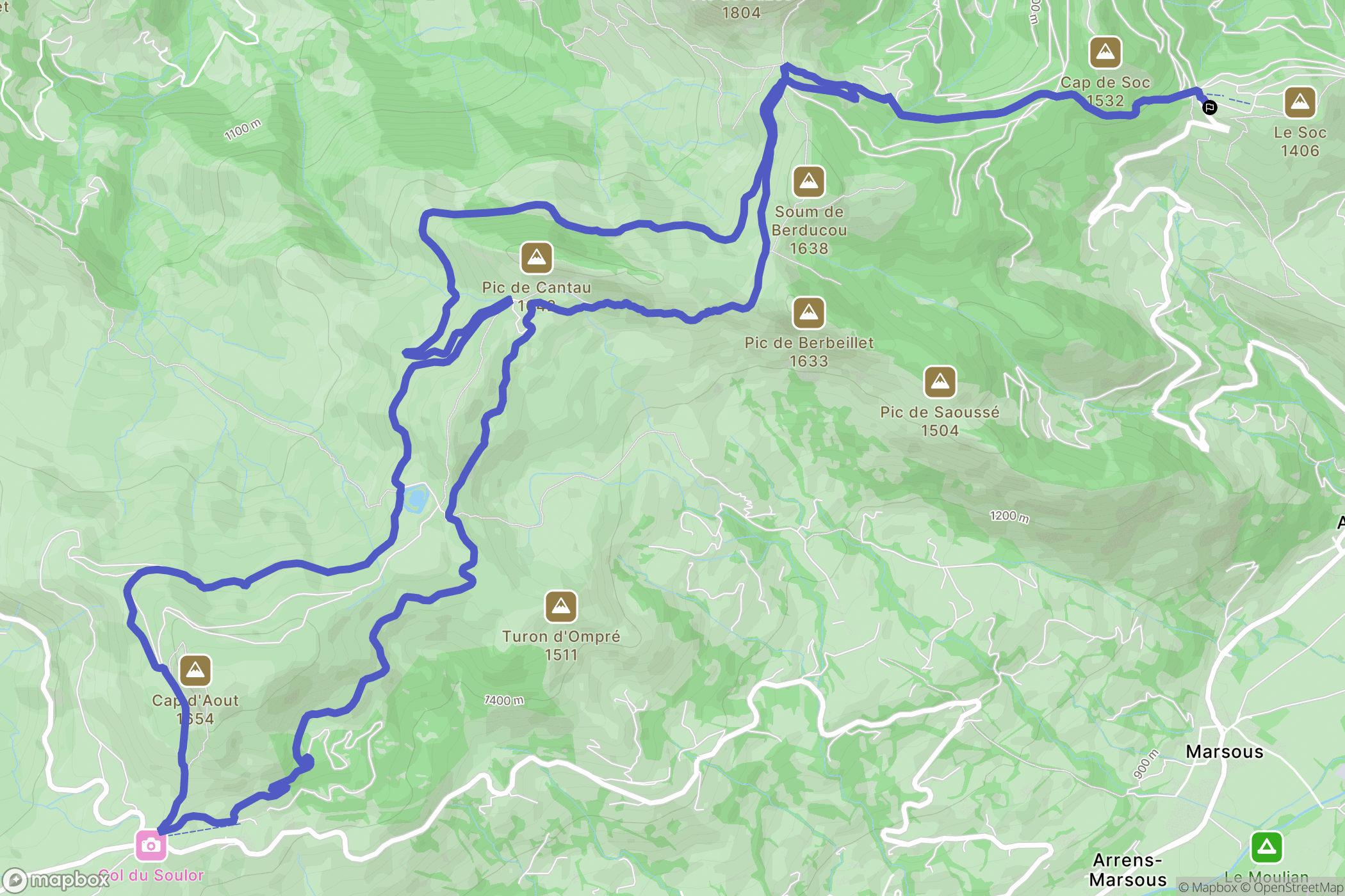 Aucun : carte du parcours de randonnée - France