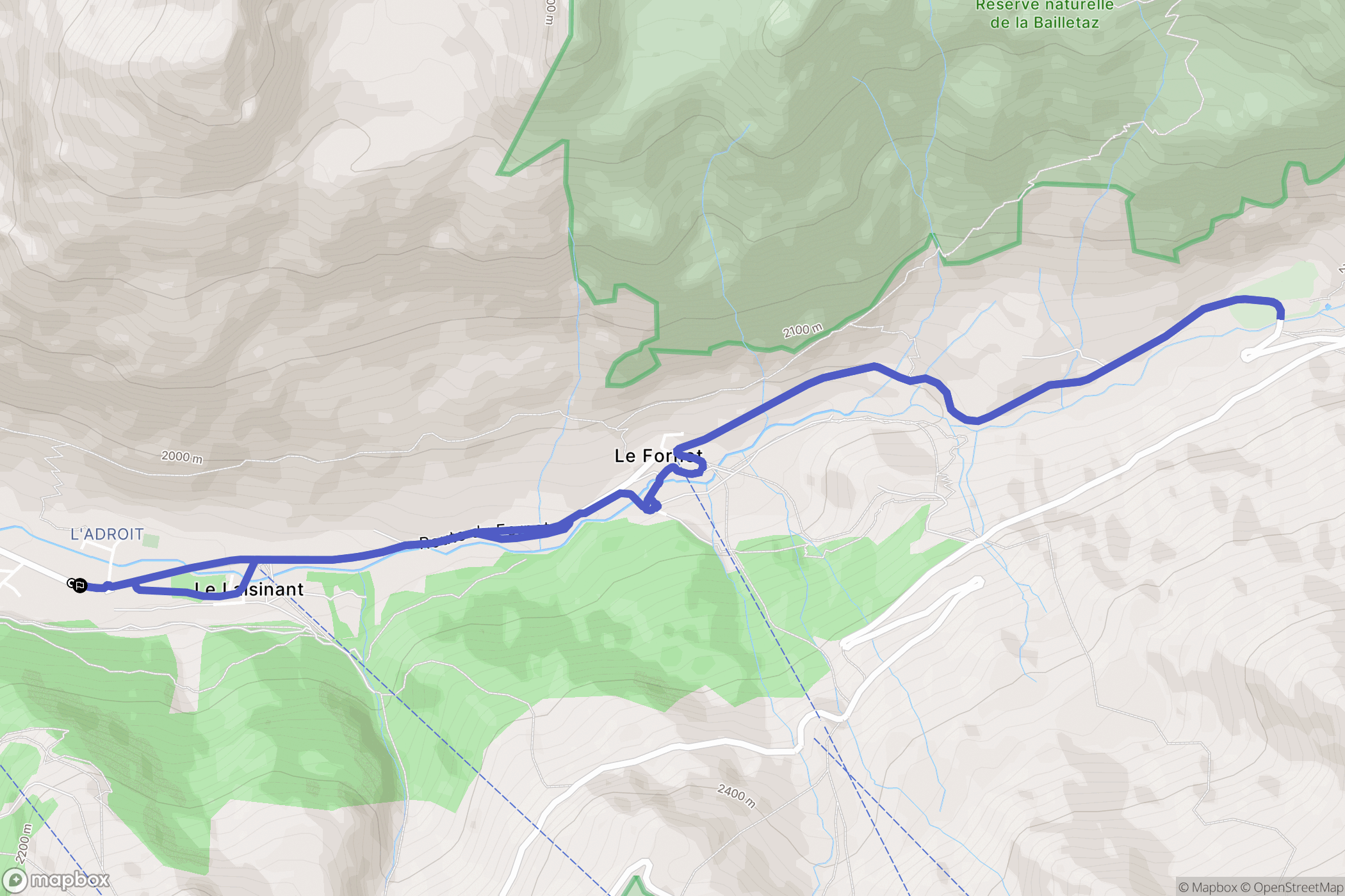 Val-d'Isère : carte du parcours de randonnée - France