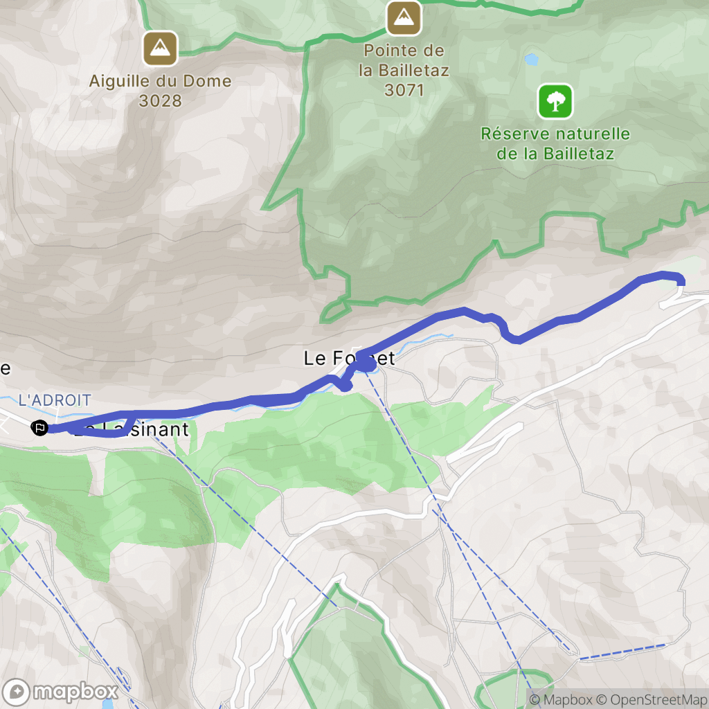Val-d'Isère : carte du parcours de randonnée - France