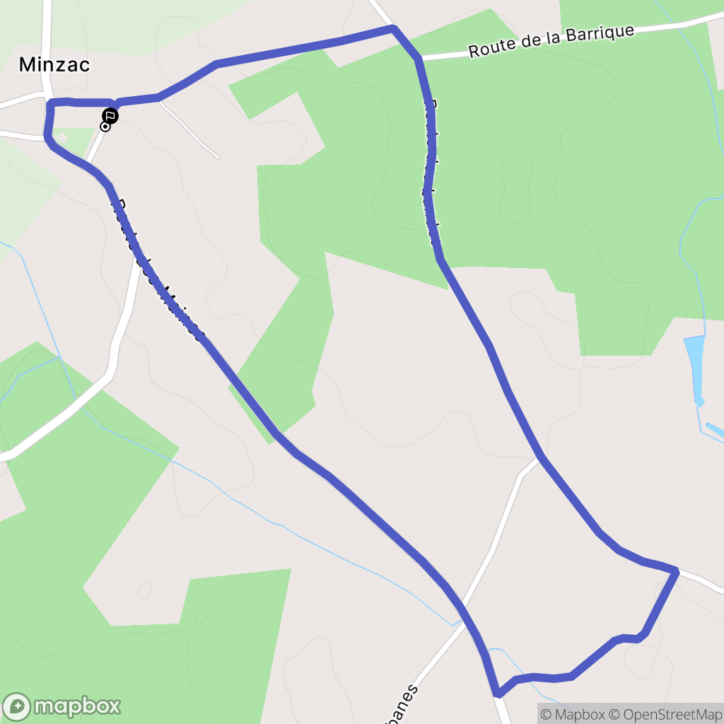 Minzac : carte du parcours de randonnée - France