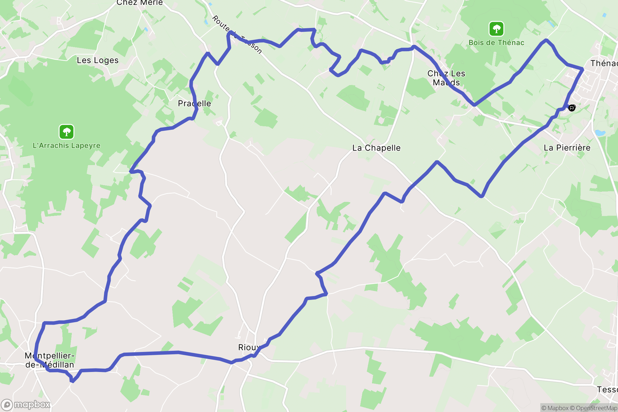 Thénac : carte du parcours de randonnée - France