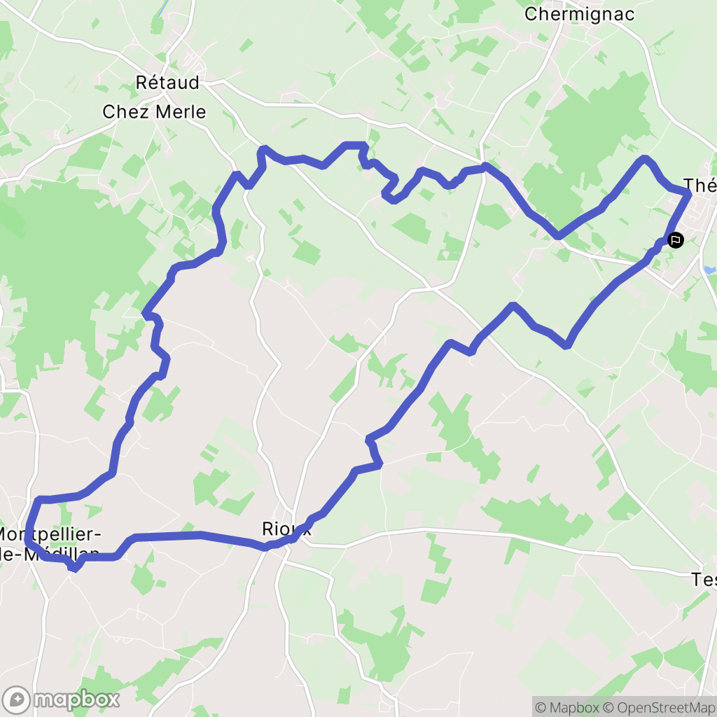 Thénac : carte du parcours de randonnée - France