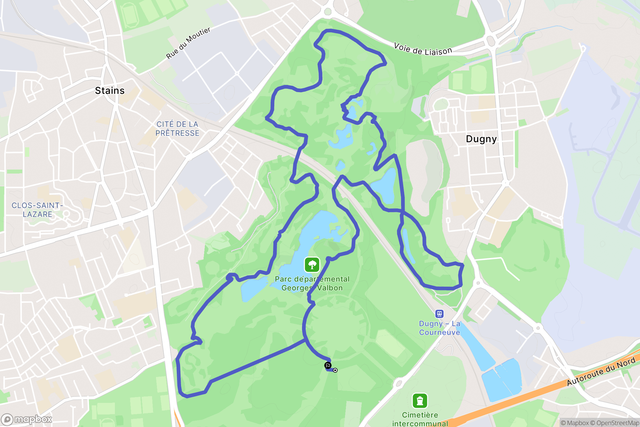 La Courneuve : carte du parcours de randonnée - France
