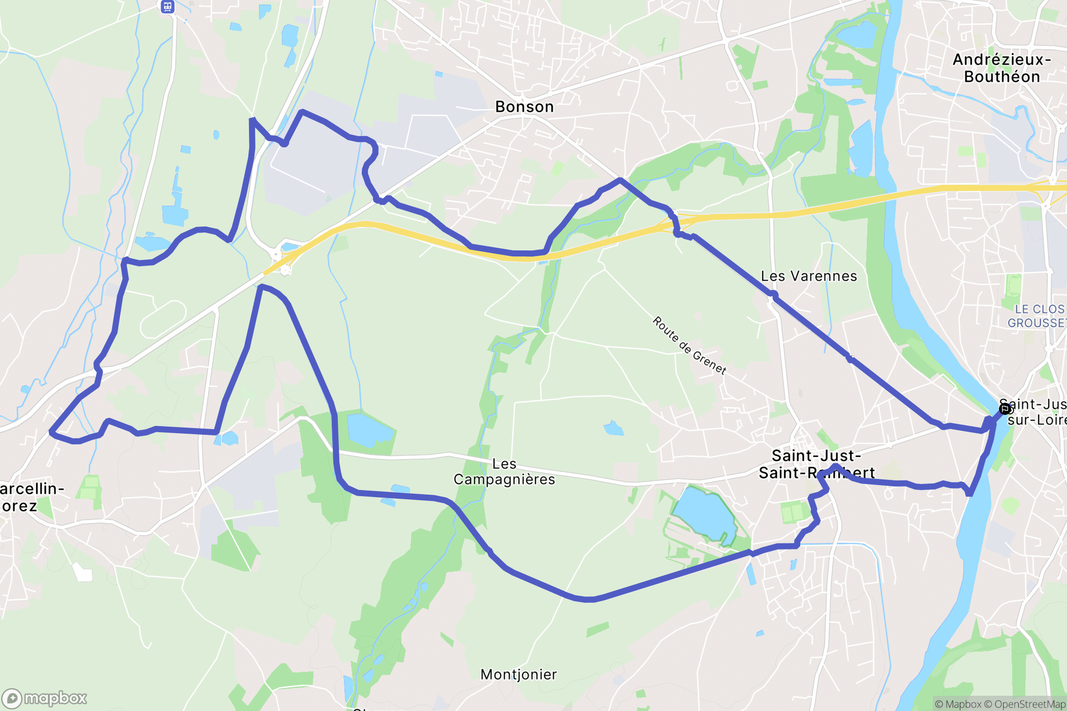Saint-Just-Saint-Rambert : carte du parcours de randonnée - France