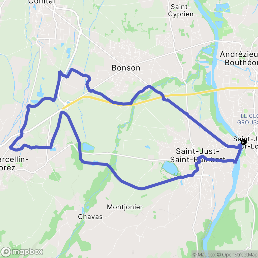 Saint-Just-Saint-Rambert : carte du parcours de randonnée - France