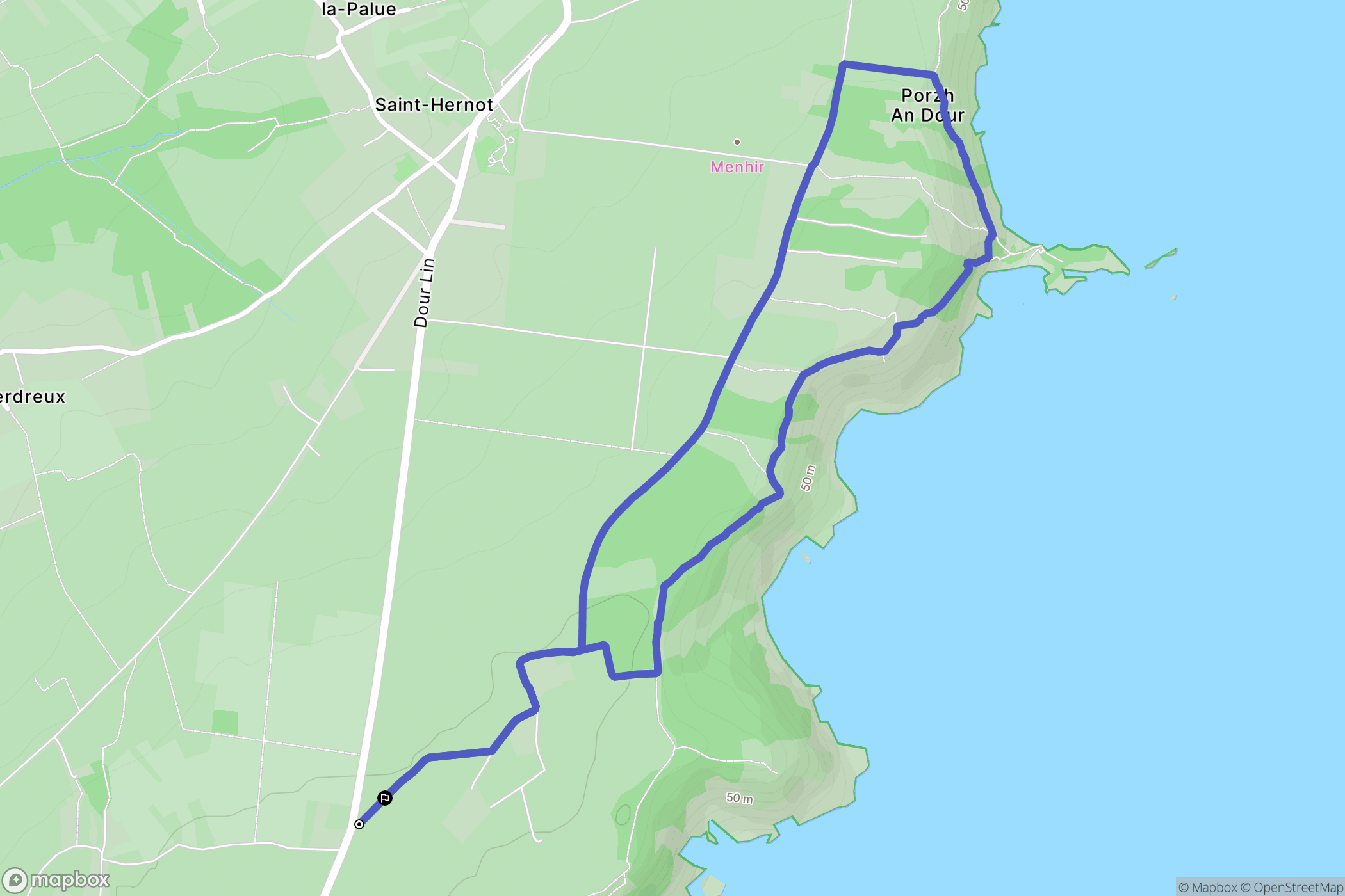 Crozon : carte du parcours de randonnée - France