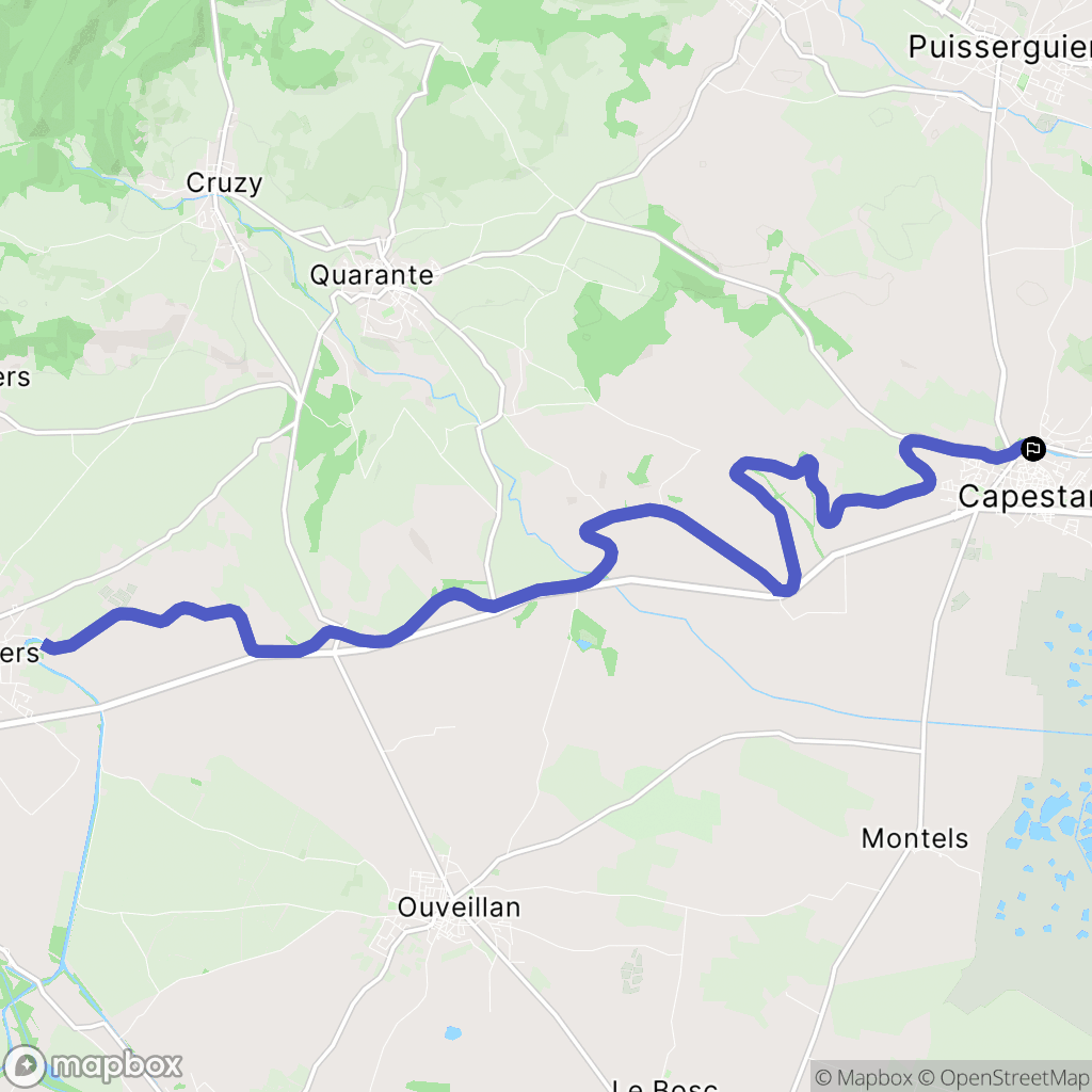 Capestang : carte du parcours de randonnée - France