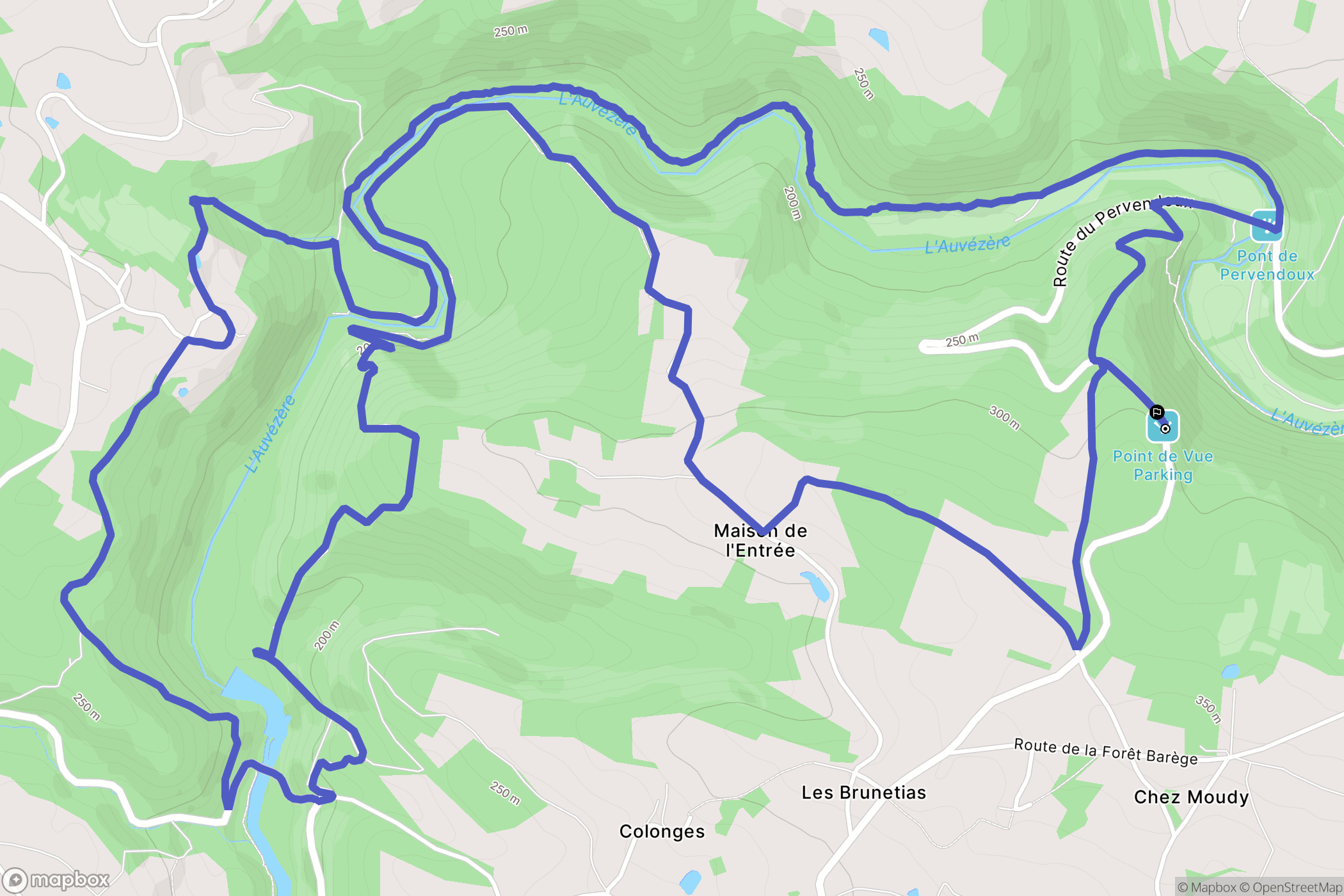 Génis : carte du parcours de randonnée - France