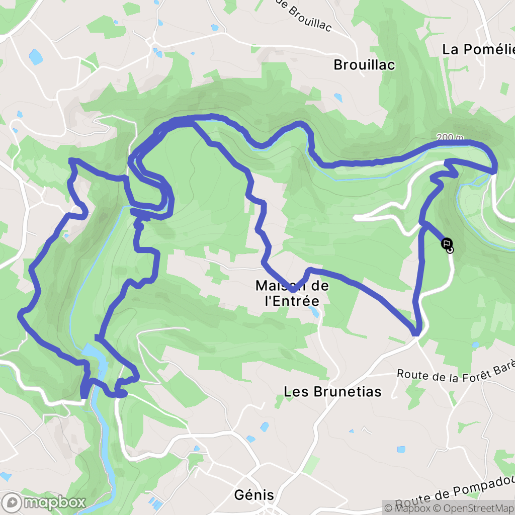 Génis : carte du parcours de randonnée - France