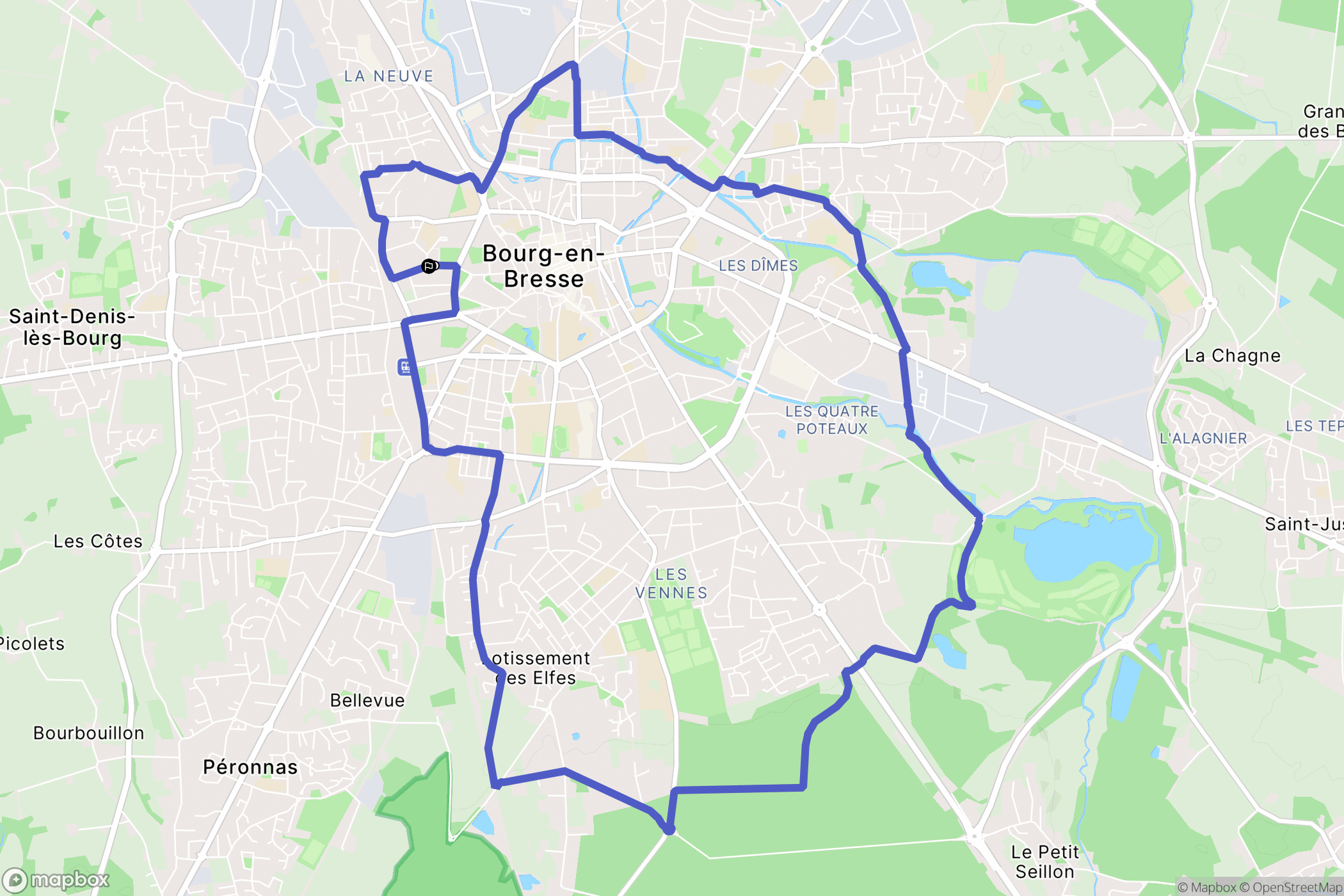 Bourg-en-Bresse : carte du parcours de randonnée - France