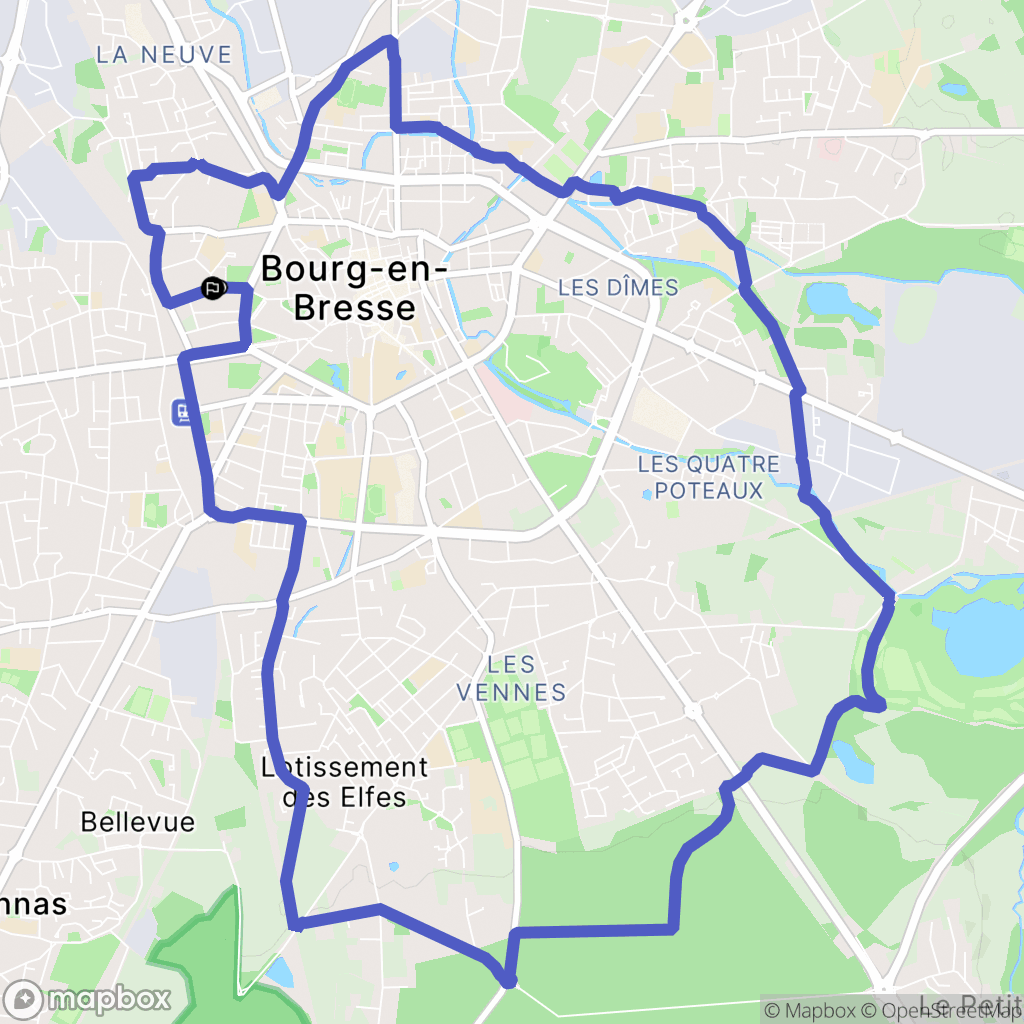 Bourg-en-Bresse : carte du parcours de randonnée - France