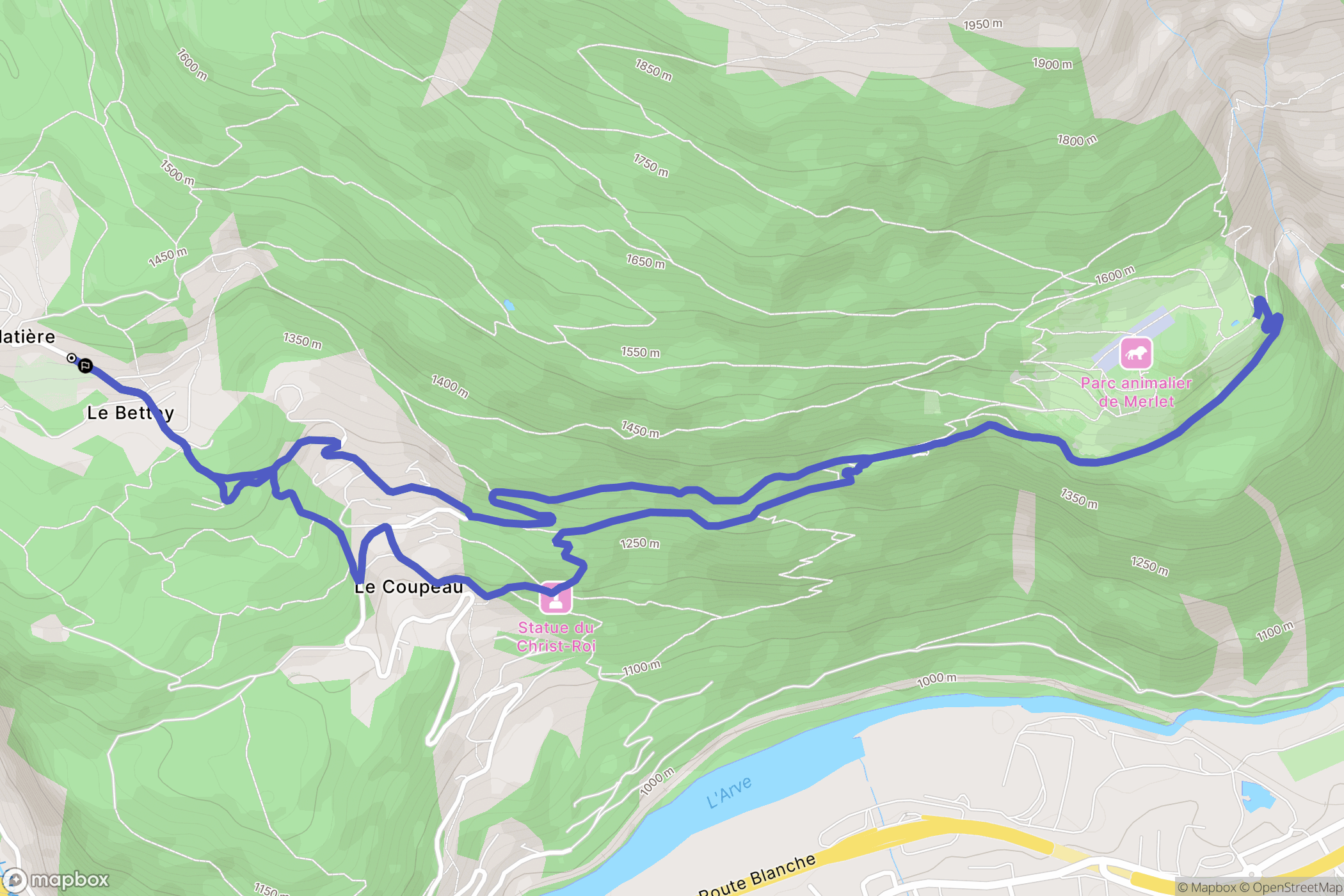 Les Houches : carte du parcours de randonnée - France