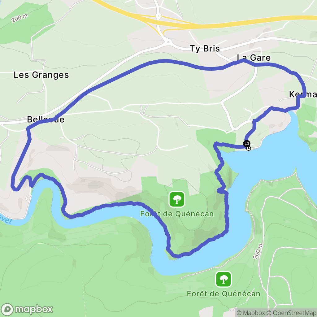Bon Repos sur Blavet : carte du parcours de randonnée - France