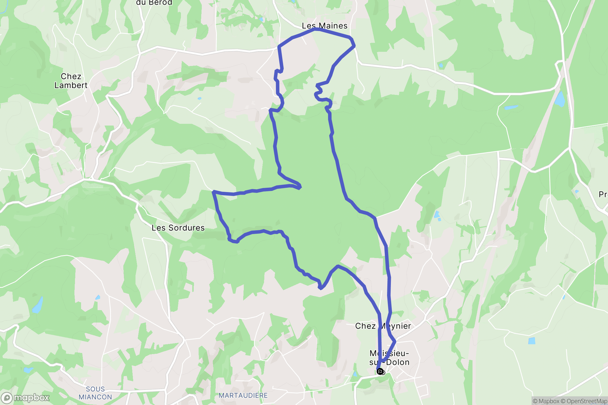 Moissieu-sur-Dolon : carte du parcours de randonnée - France