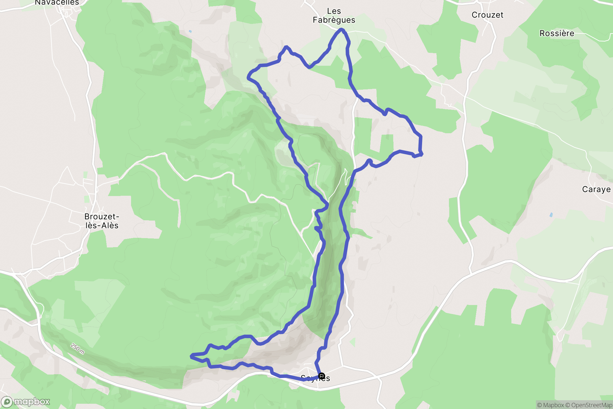 Seynes : carte du parcours de randonnée - France
