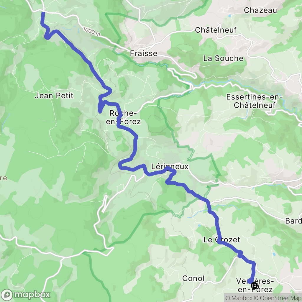 Verrières-en-Forez : carte du parcours de randonnée - France