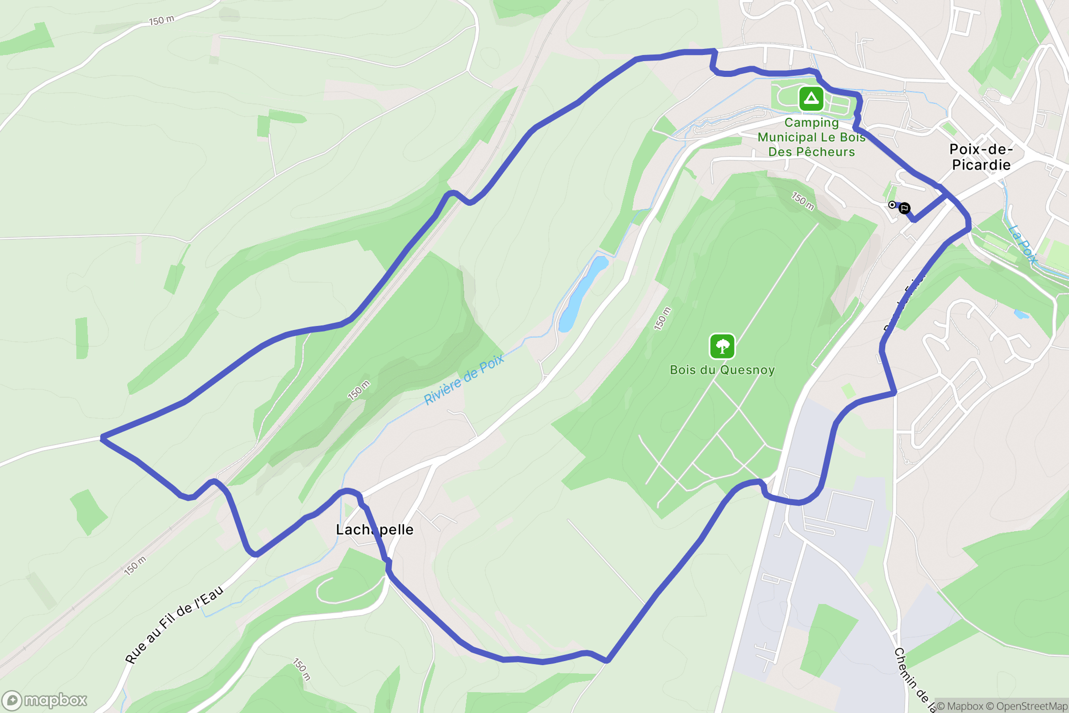 Poix-de-Picardie : carte du parcours de randonnée - France
