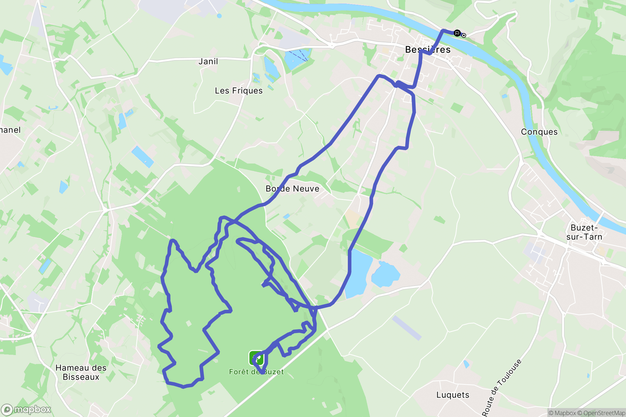 Bessières : carte du parcours de randonnée - France