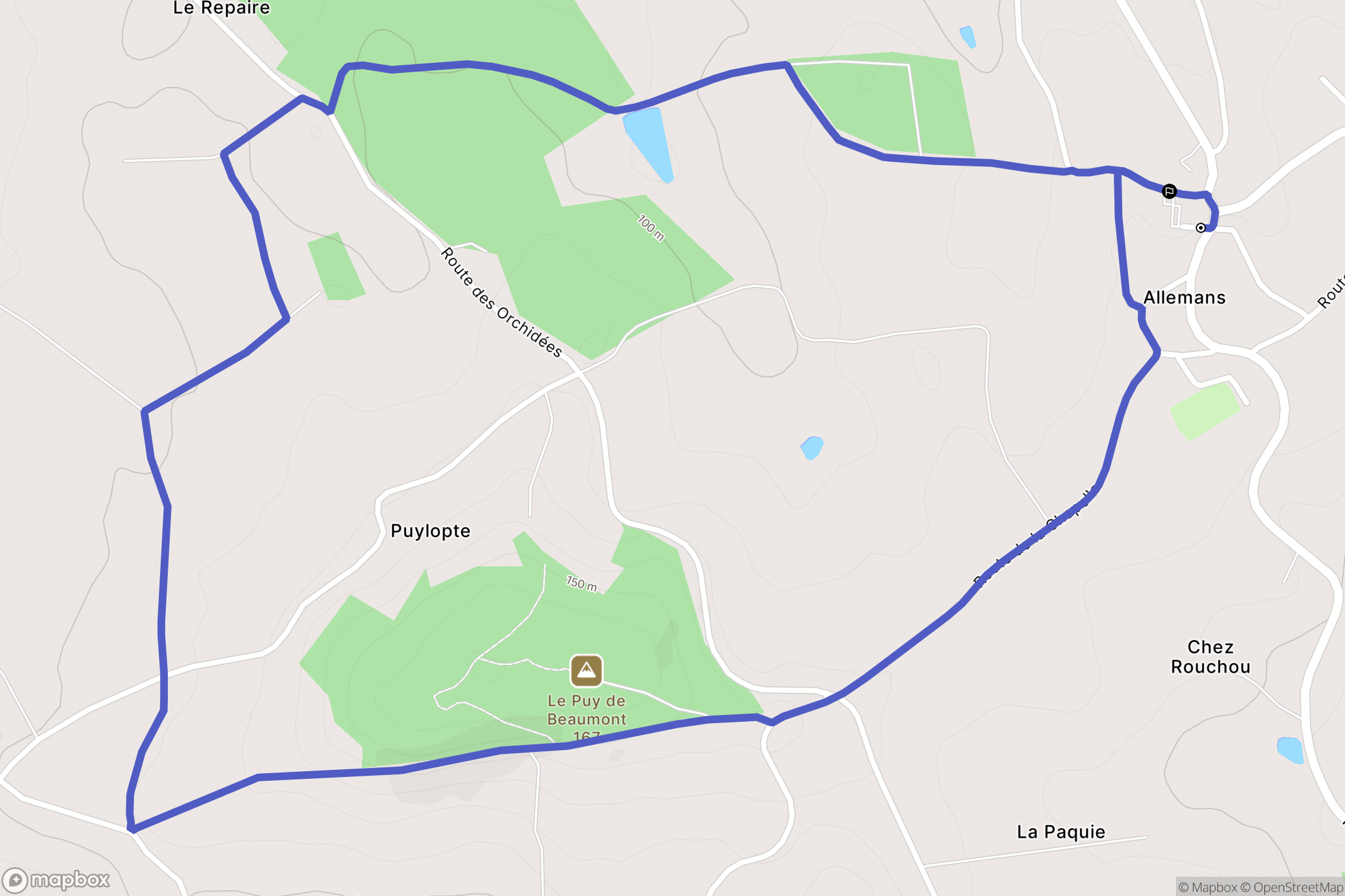 Allemans : carte du parcours de randonnée - France