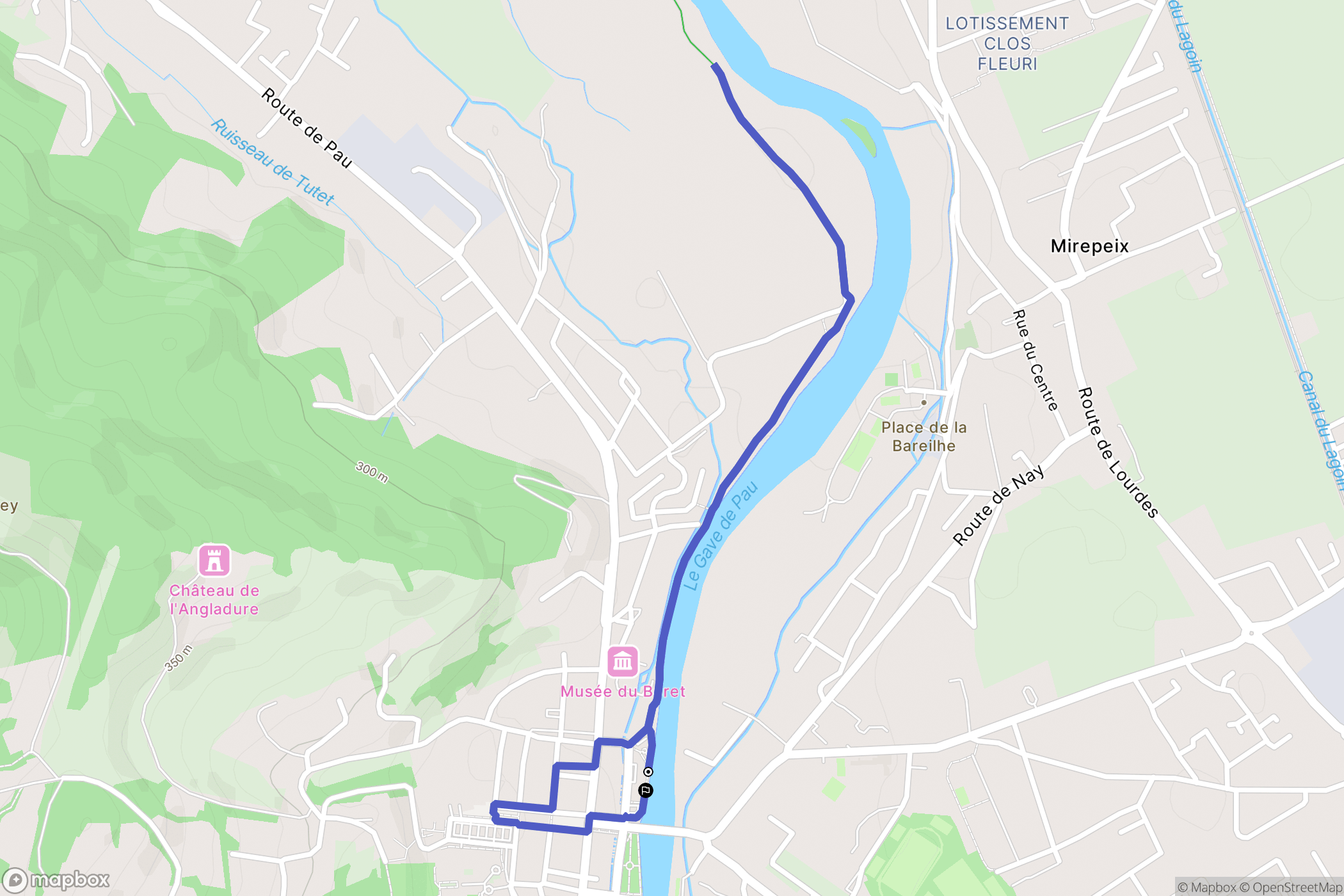 Nay : carte du parcours de randonnée - France
