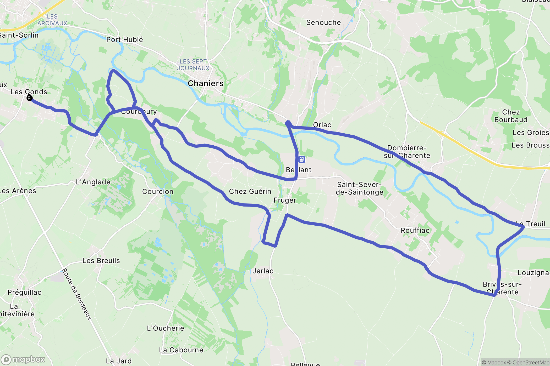 Les Gonds : carte du parcours de randonnée - France