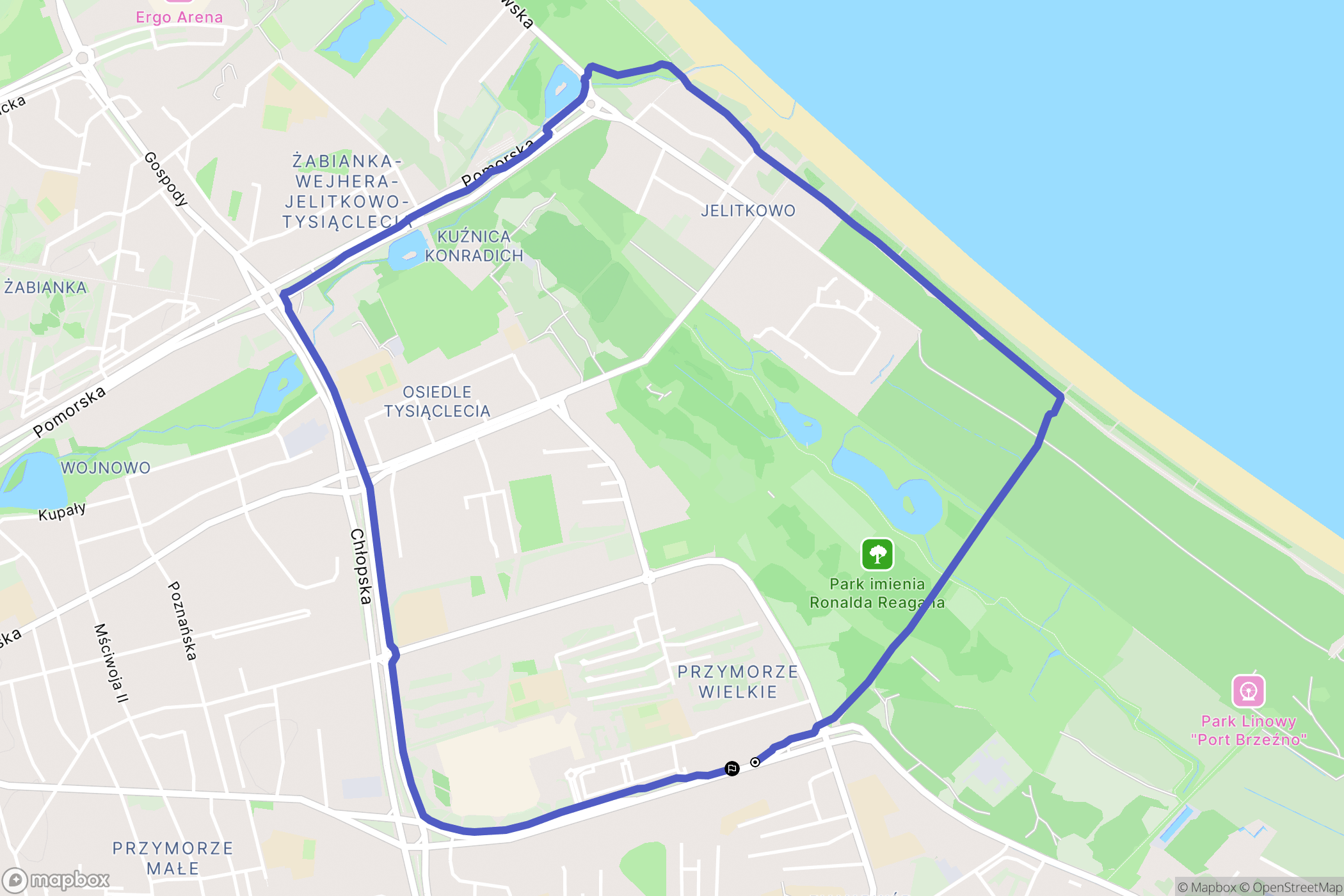Gdańsk: mapa trasy - Poland