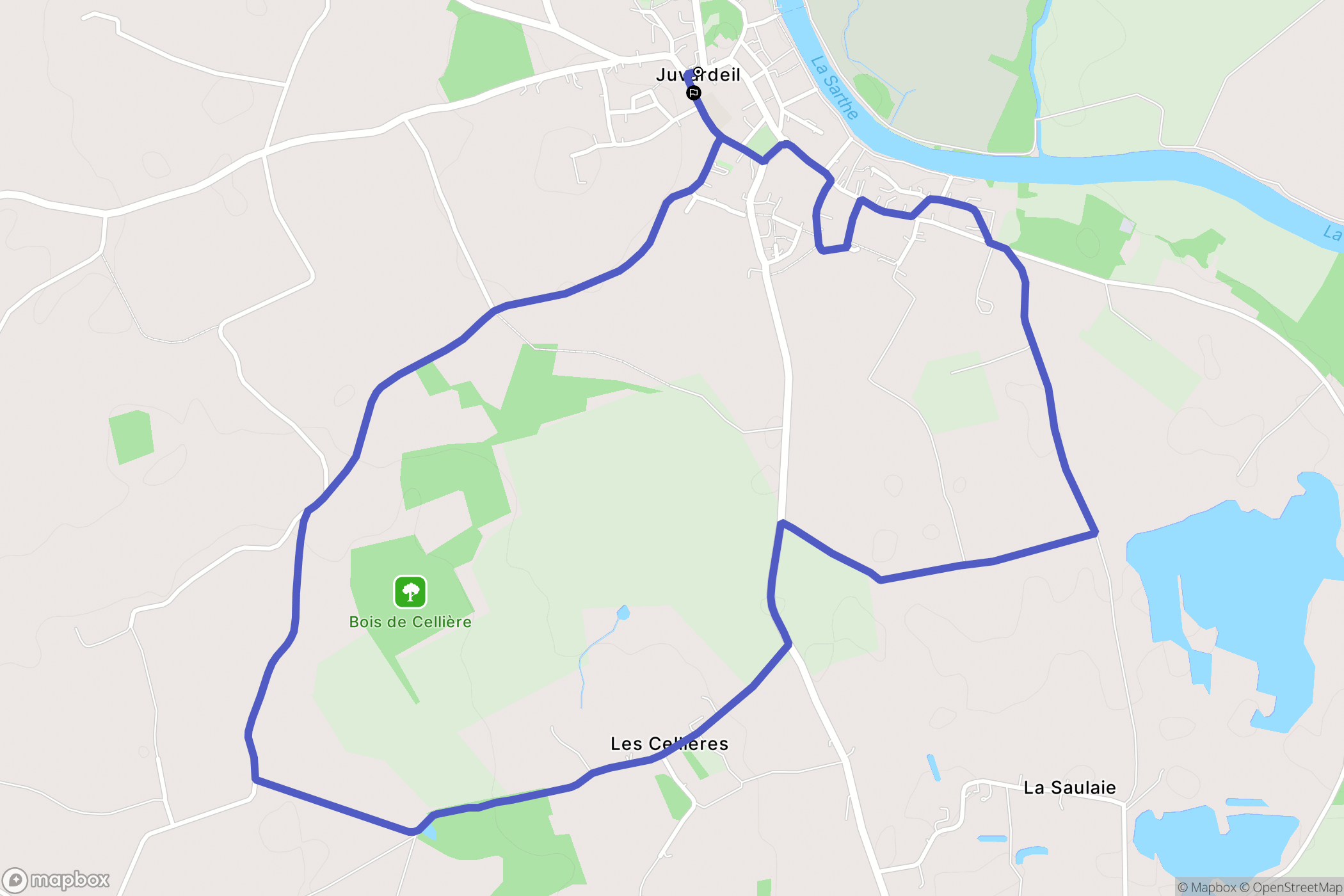 Juvardeil : carte du parcours de randonnée - France