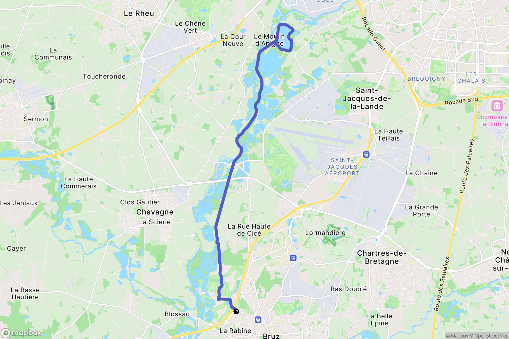Bruz : carte du parcours de randonnée - France