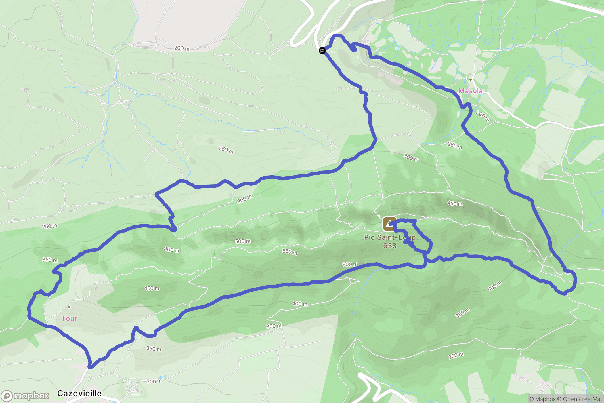 Valflaunès : carte du parcours de randonnée - France