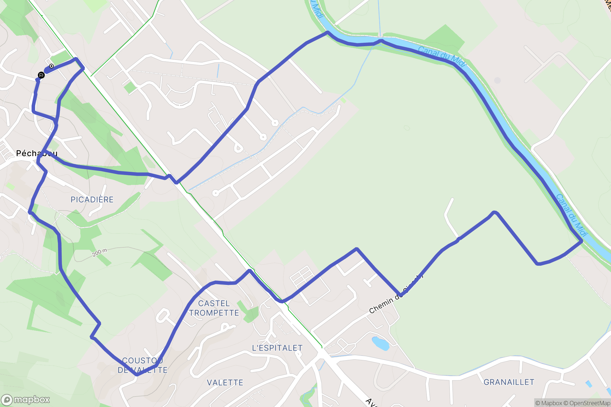 Pechabou : carte du parcours de randonnée - France