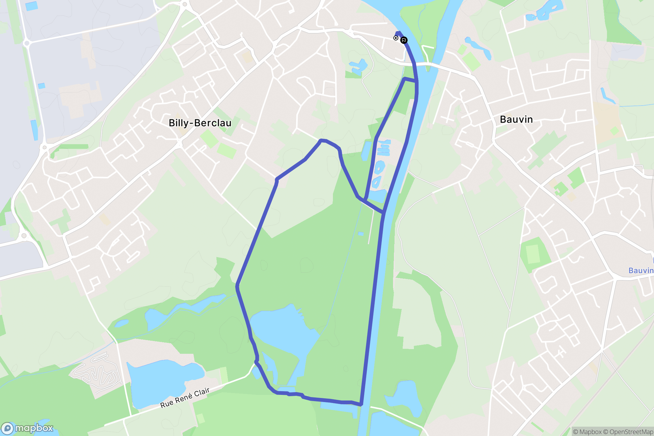 Billy-Berclau : carte du parcours de randonnée - France