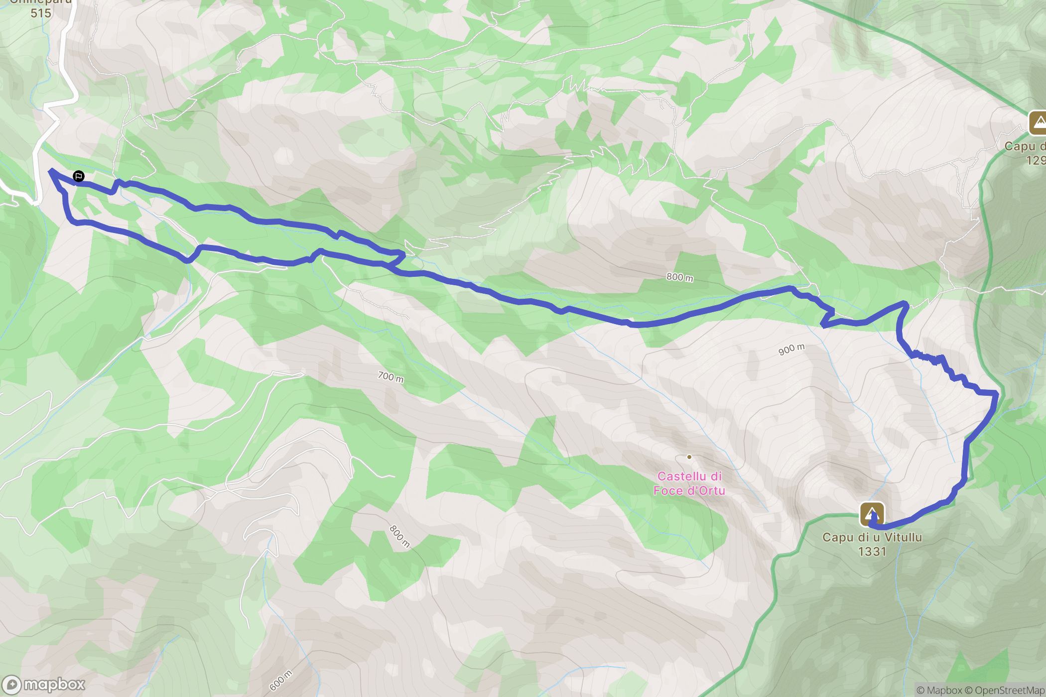 Piana : carte du parcours de randonnée - France
