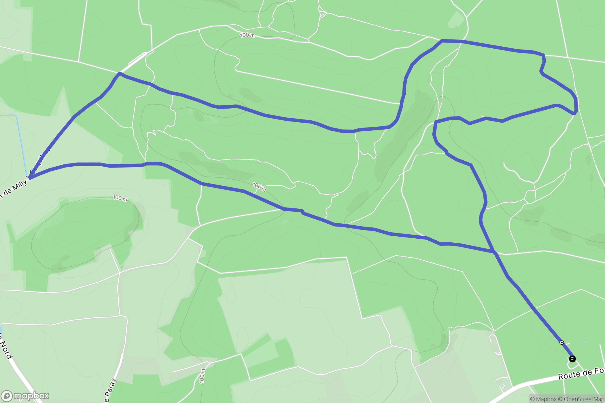 Milly-la-Forêt : carte du parcours de randonnée - France