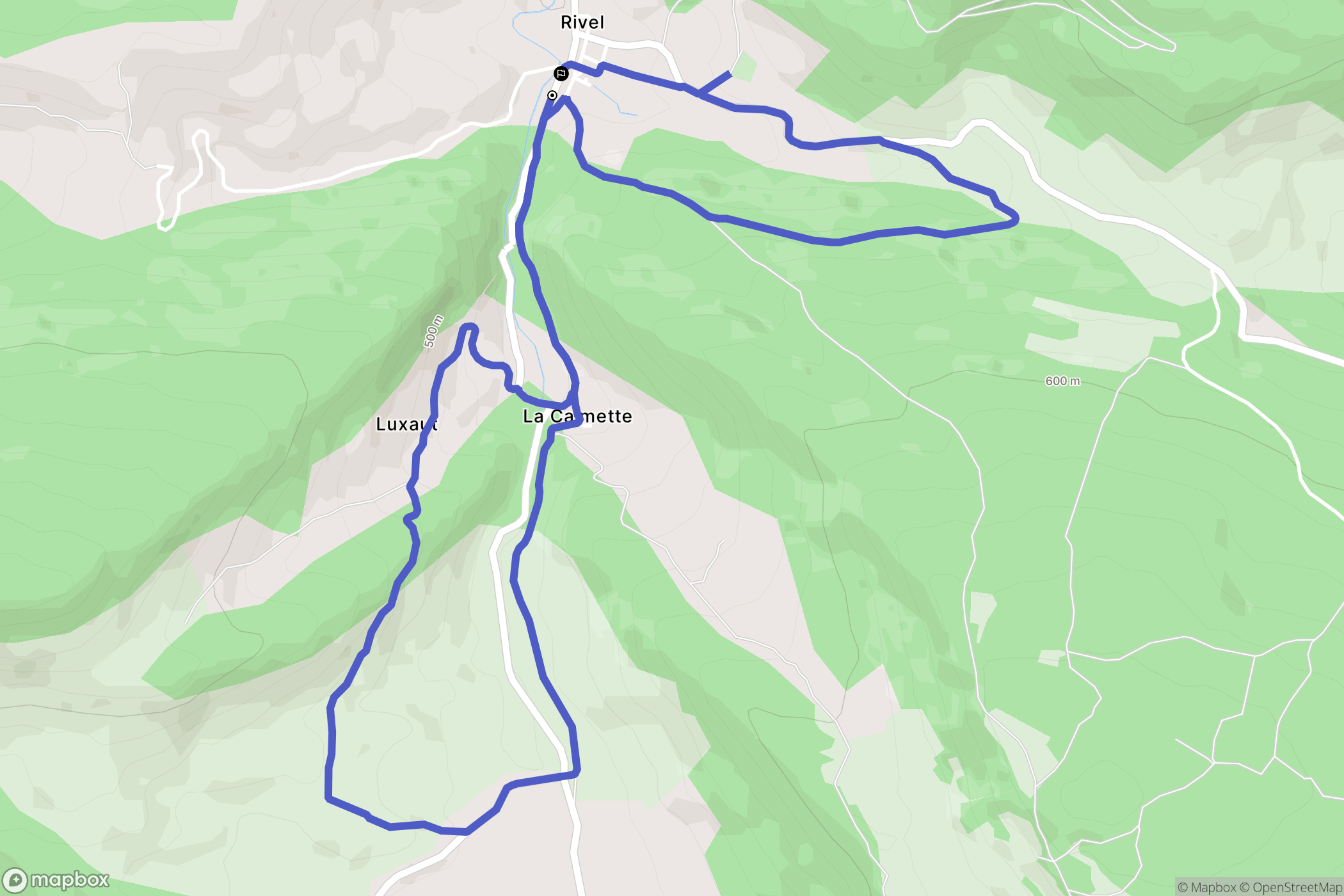 Rivel : carte du parcours de randonnée - France