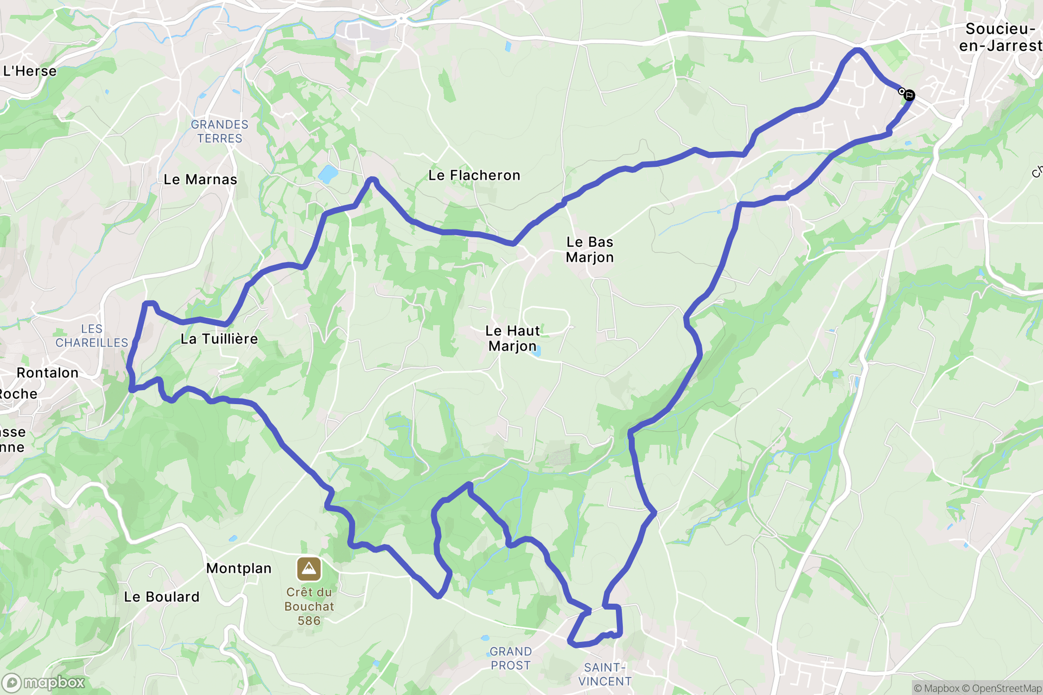 Soucieu-en-Jarrest : carte du parcours de randonnée - France