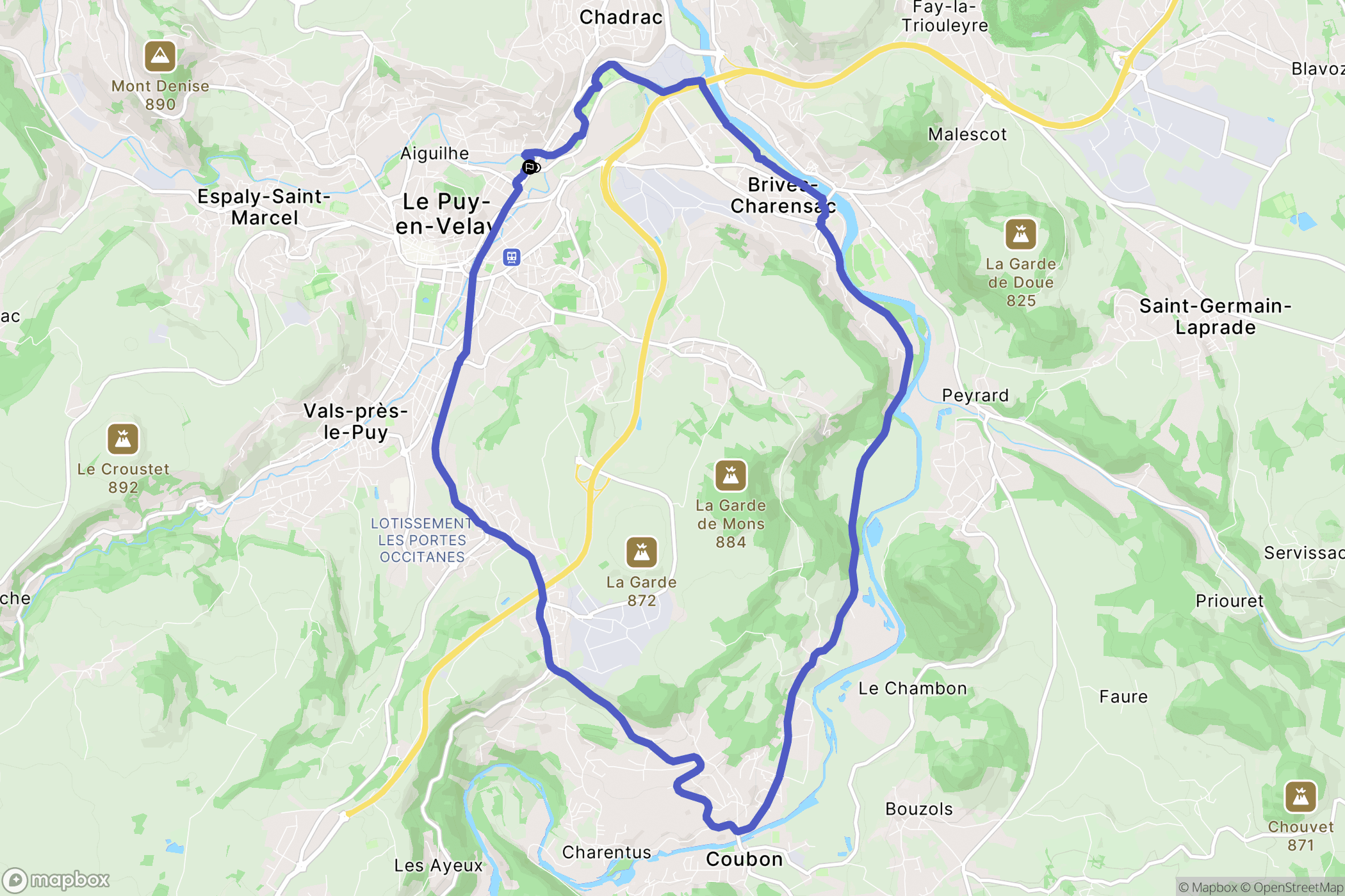 Le Puy-en-Velay : carte du parcours de randonnée - France