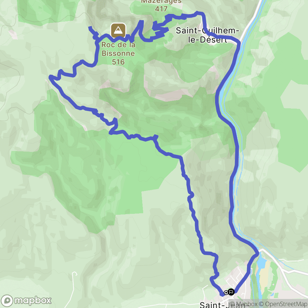 Saint-Jean-de-Fos : carte du parcours de randonnée - France