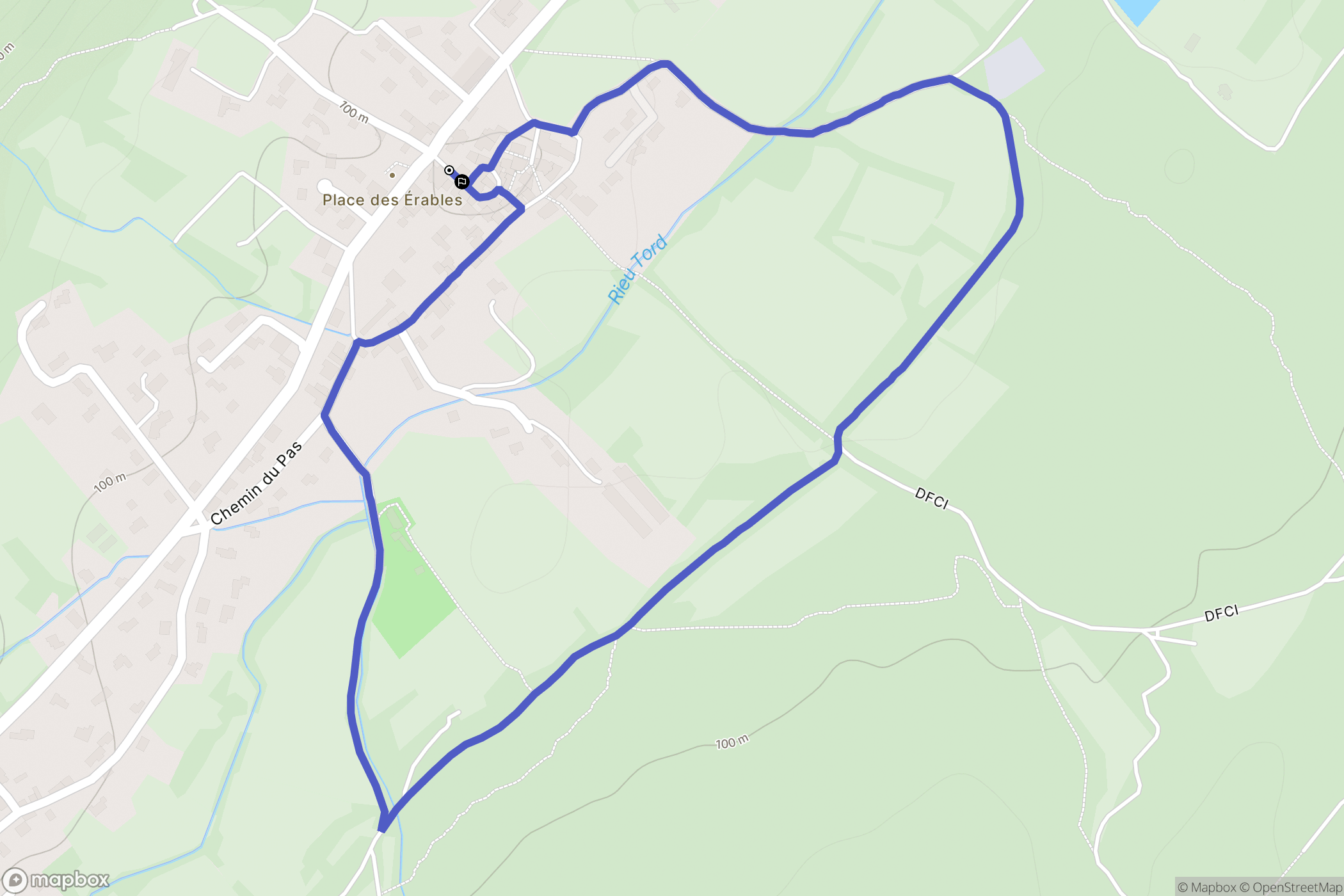 Carnas : carte du parcours de randonnée - France