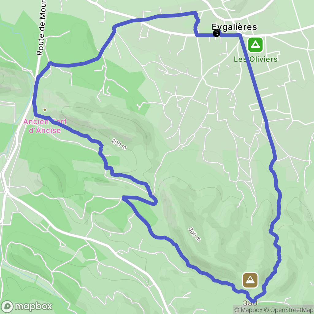 Eygalières : carte du parcours de randonnée - France