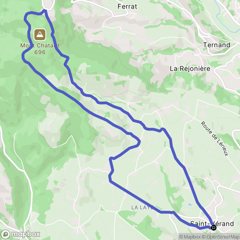 Saint-Vérand : carte du parcours de randonnée - France