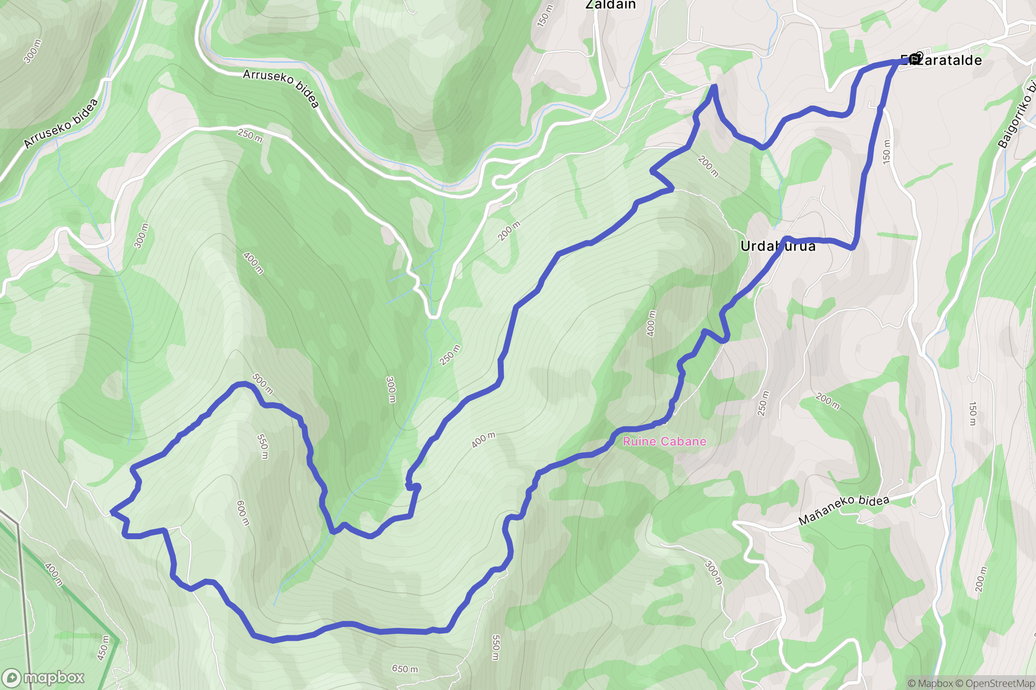 Bidarray : carte du parcours de randonnée - France