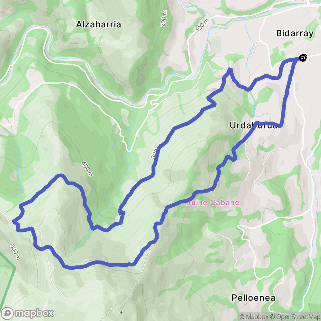 Bidarray : carte du parcours de randonnée - France