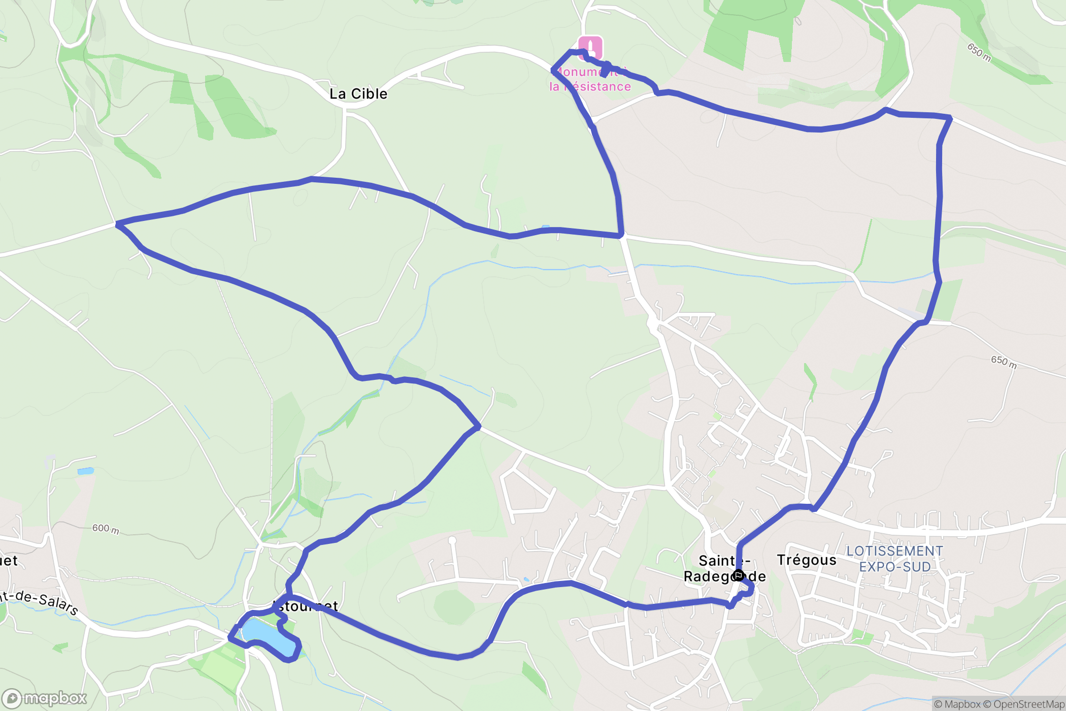 Sainte-Radegonde : carte du parcours de randonnée - France