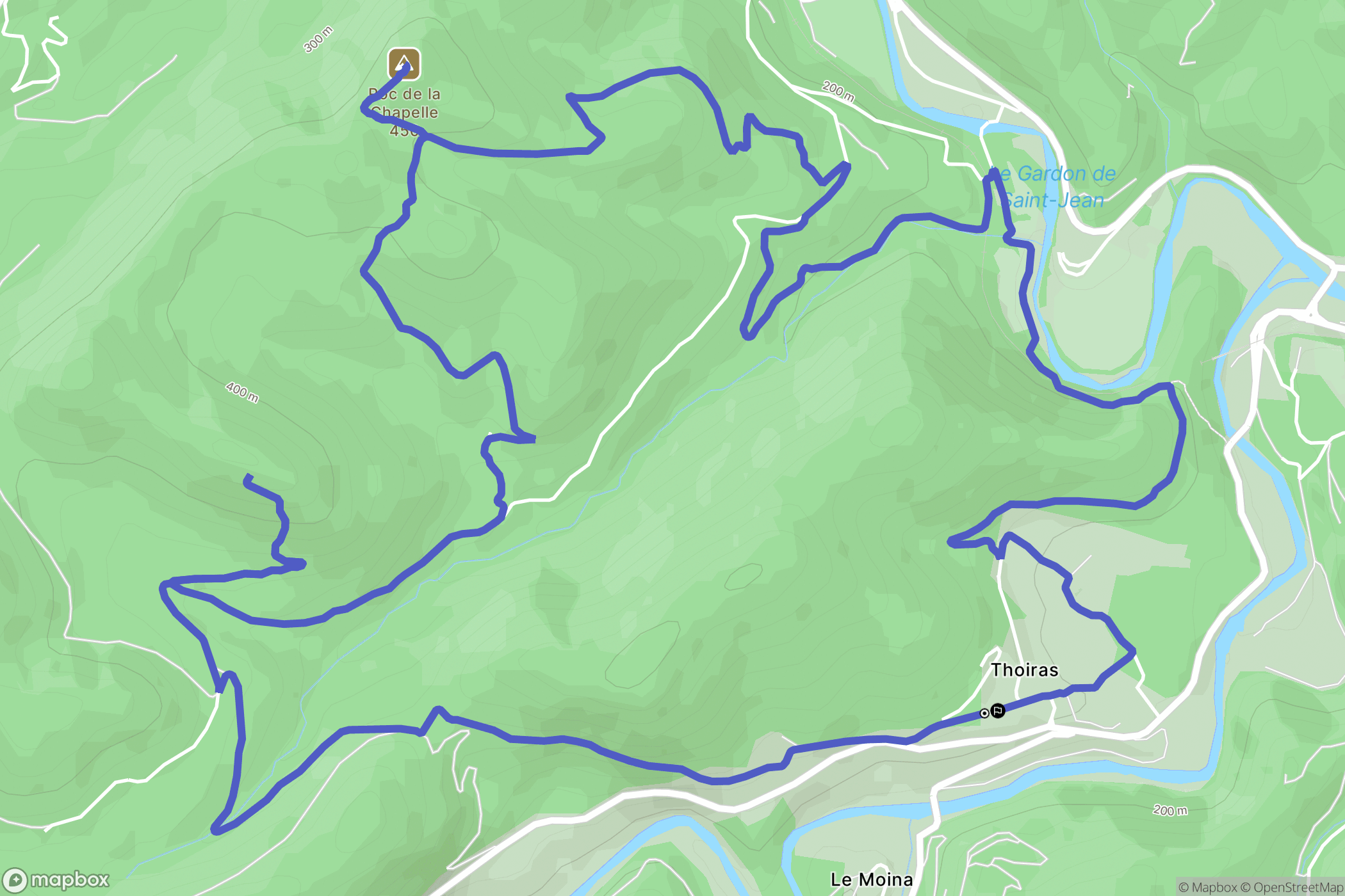 Thoiras : carte du parcours de randonnée - France