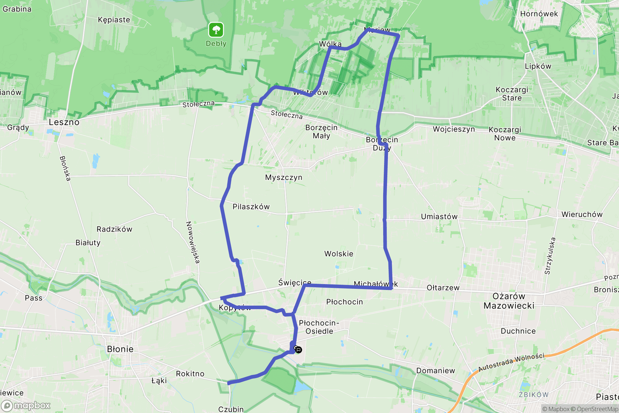 Józefów: mapa trasy - Poland