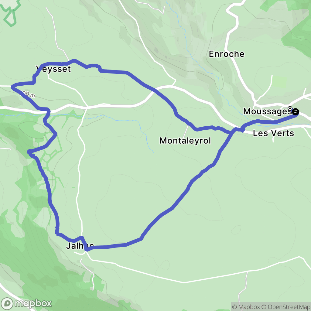 Moussages : carte du parcours de randonnée - France