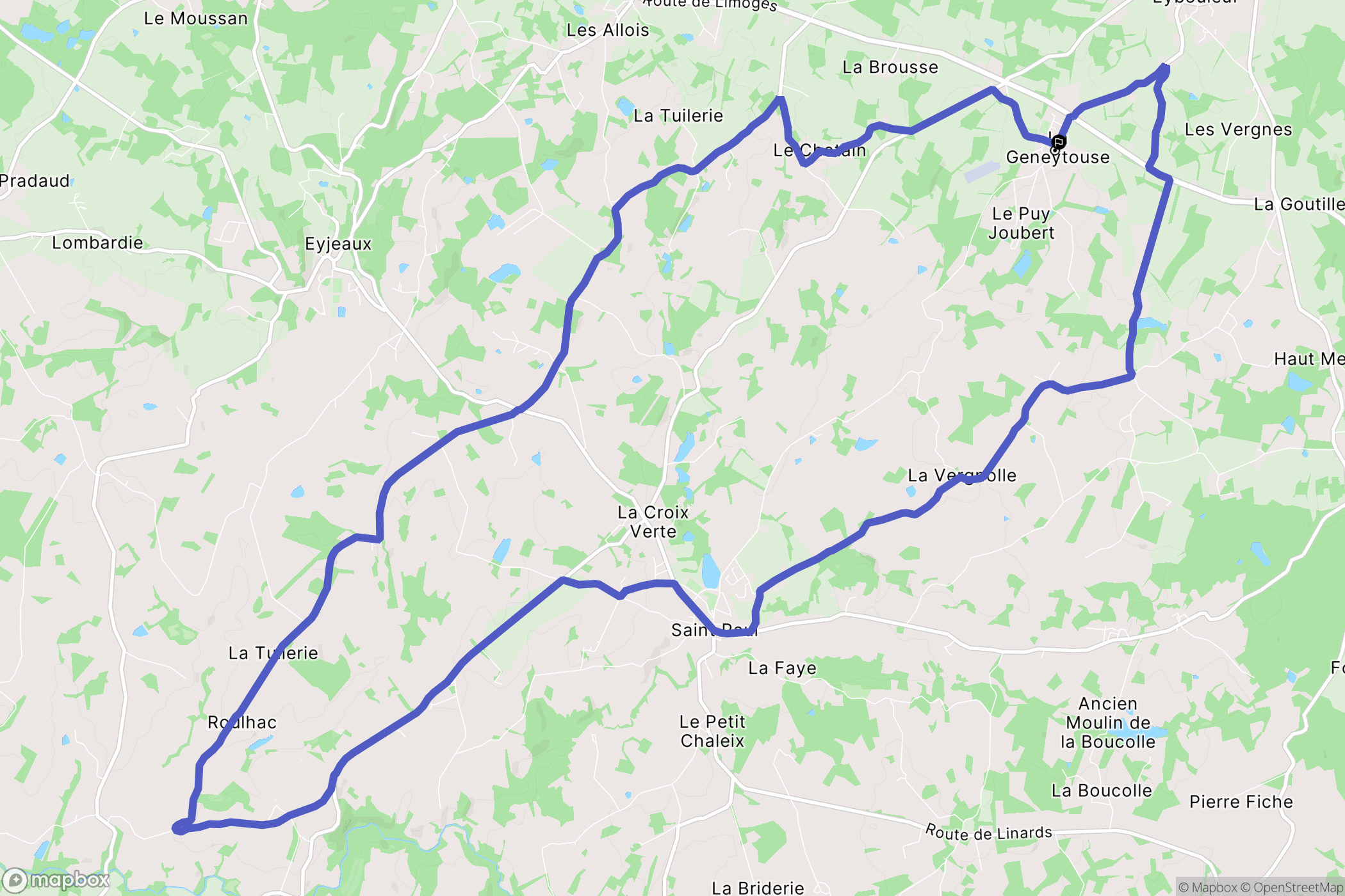La Geneytouse : carte du parcours de randonnée - France