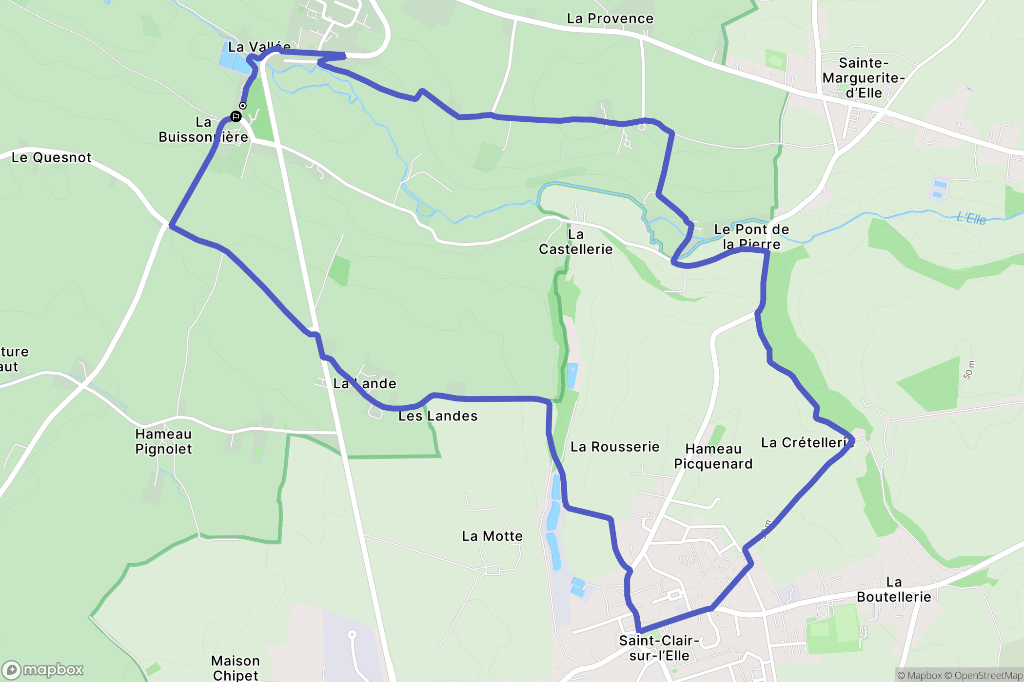 Moon-sur-Elle : carte du parcours de randonnée - France