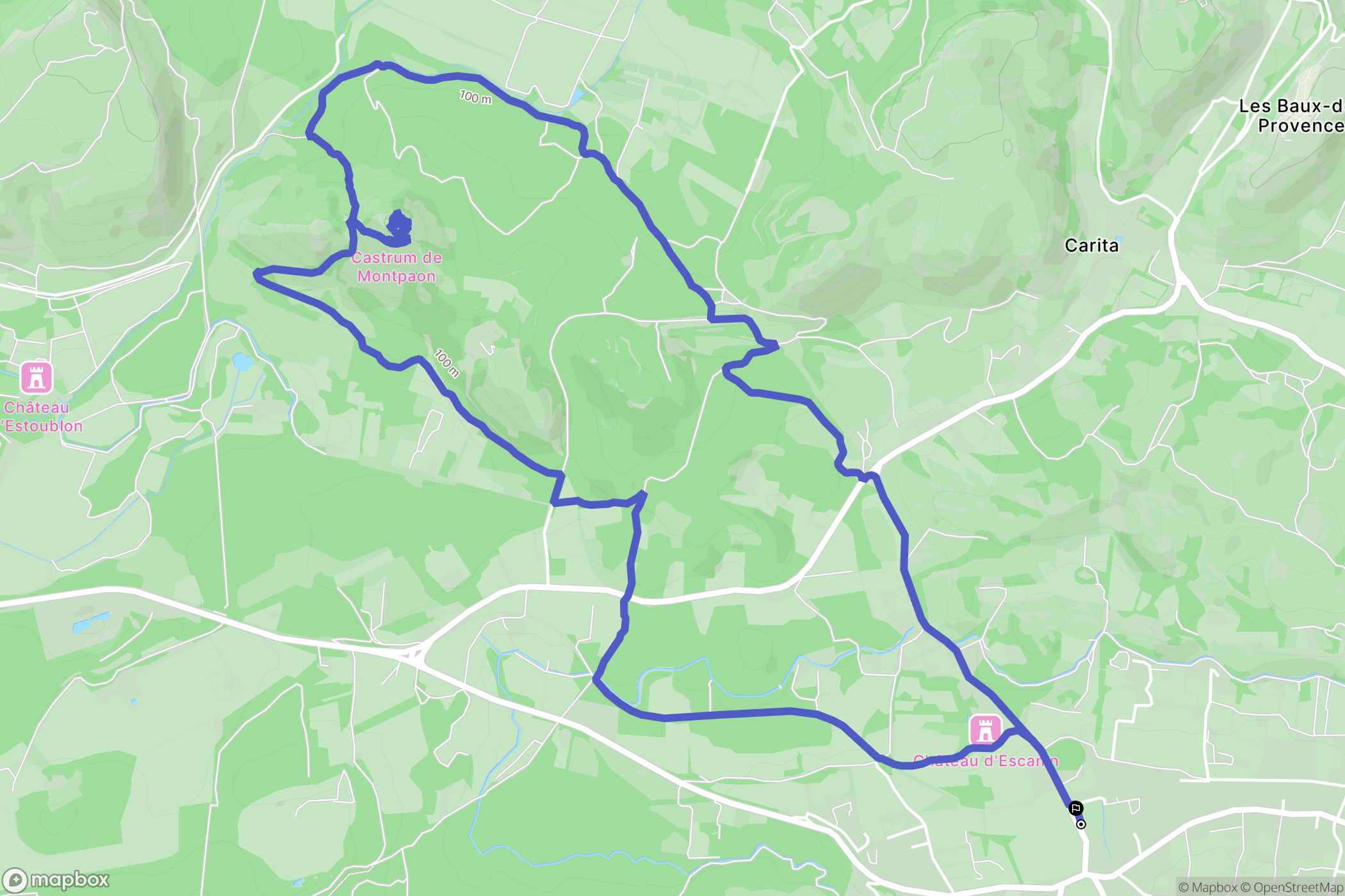 Paradou : carte du parcours de randonnée - France
