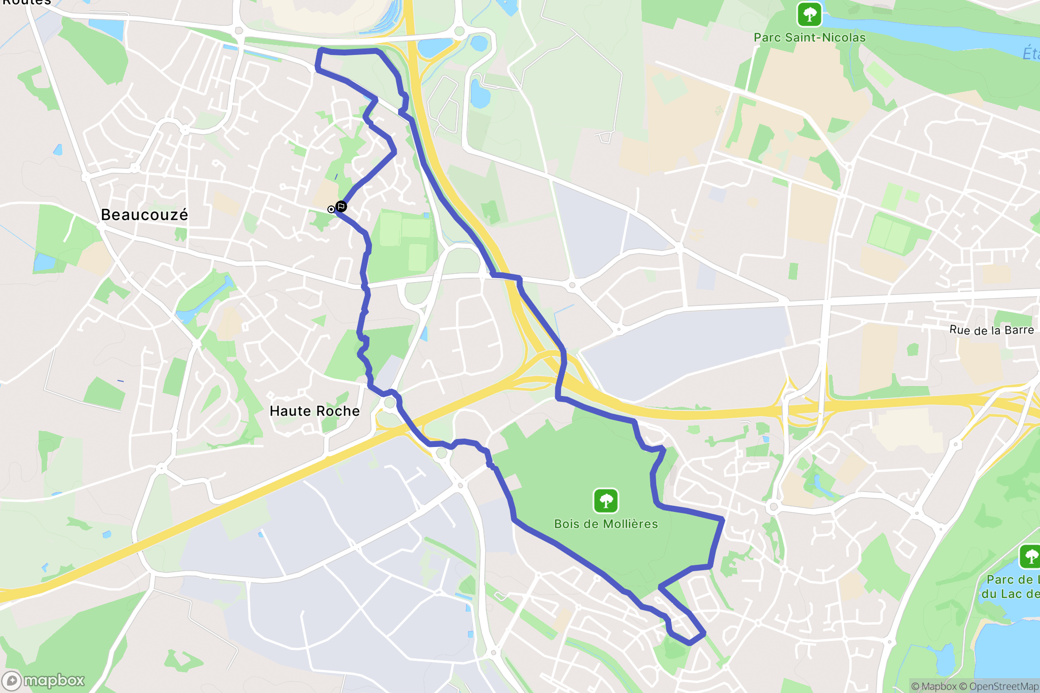 Beaucouzé : carte du parcours de randonnée - France